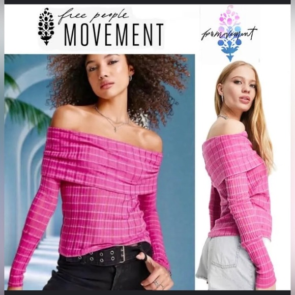 Free People Snowbunny Rib Top Metallic Fuchsia Fizz Color , size XS/S - Picture 1 of 13